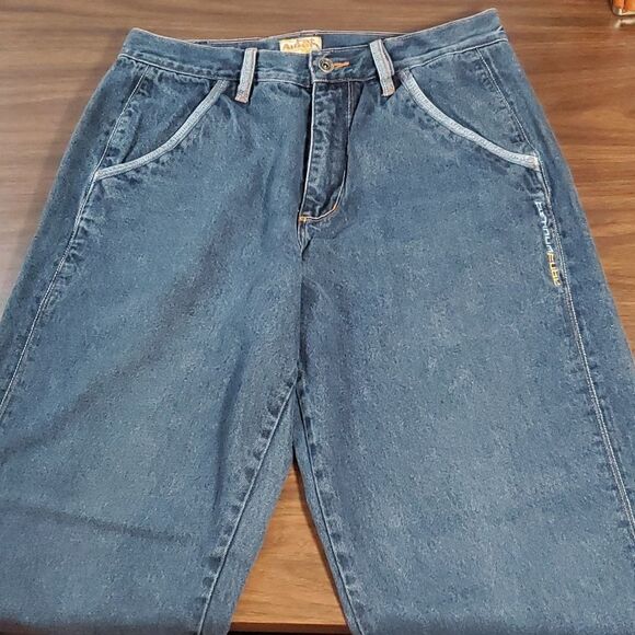 Platinum FUBU Fat Albert Denim Jeans Wide Leg Like Jnco Embroidered Pocket 34x34 - Picture 4 of 12